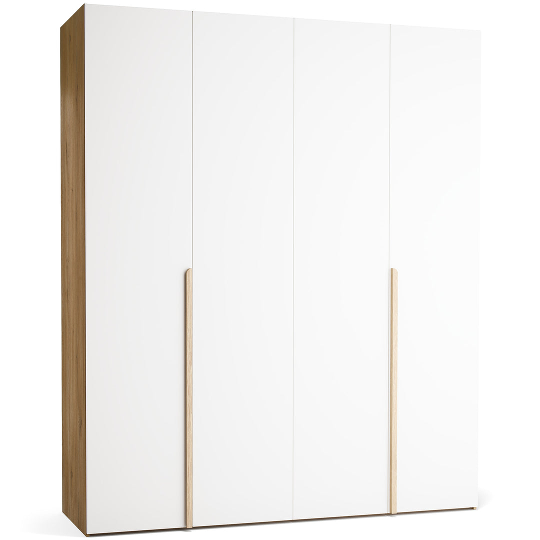 Dulap cu 4 usi albe si carcasa stejar VOX Stor L 200 cm