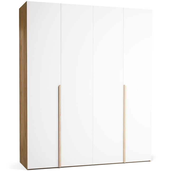 Dulap cu 4 usi albe si carcasa stejar VOX Stor L 200 cm