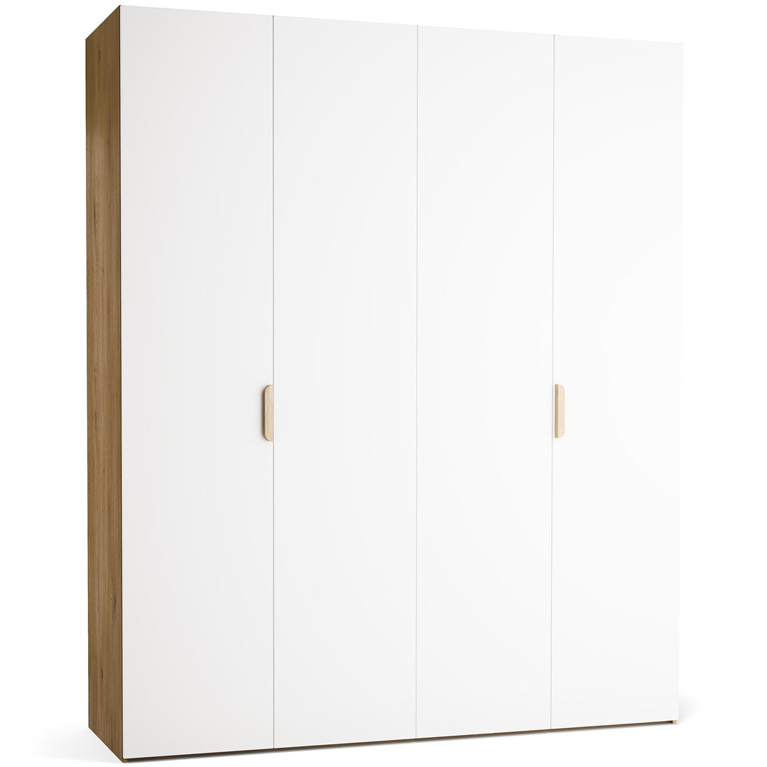 Dulap cu 4 usi albe si carcasa stejar VOX Stor L 200 cm