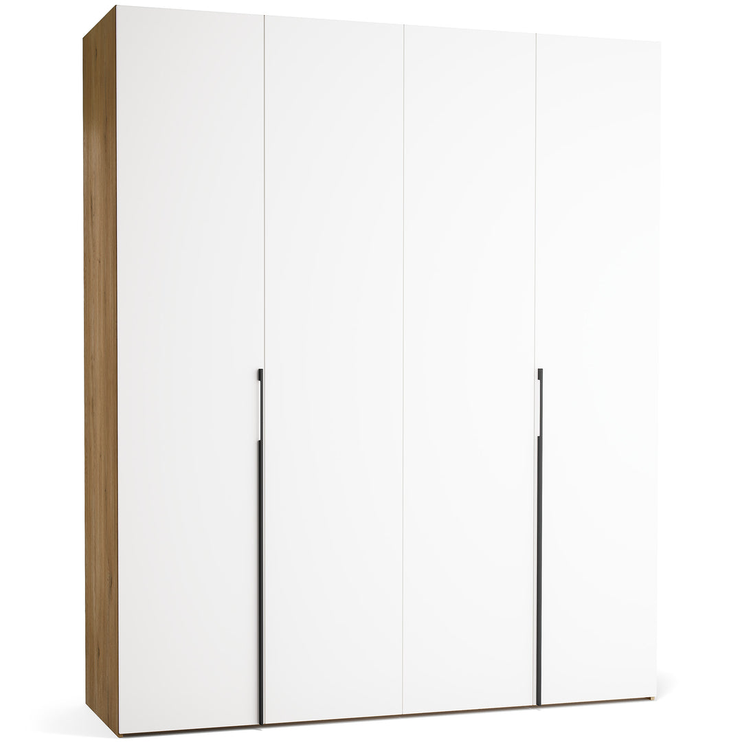 Dulap cu 4 usi albe si carcasa stejar VOX Stor L 200 cm