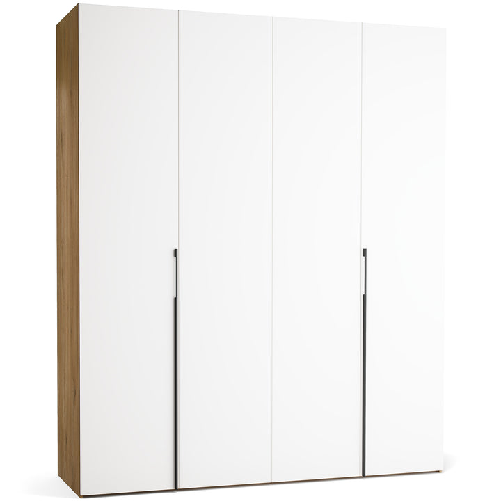 Dulap cu 4 usi albe si carcasa stejar VOX Stor L 200 cm