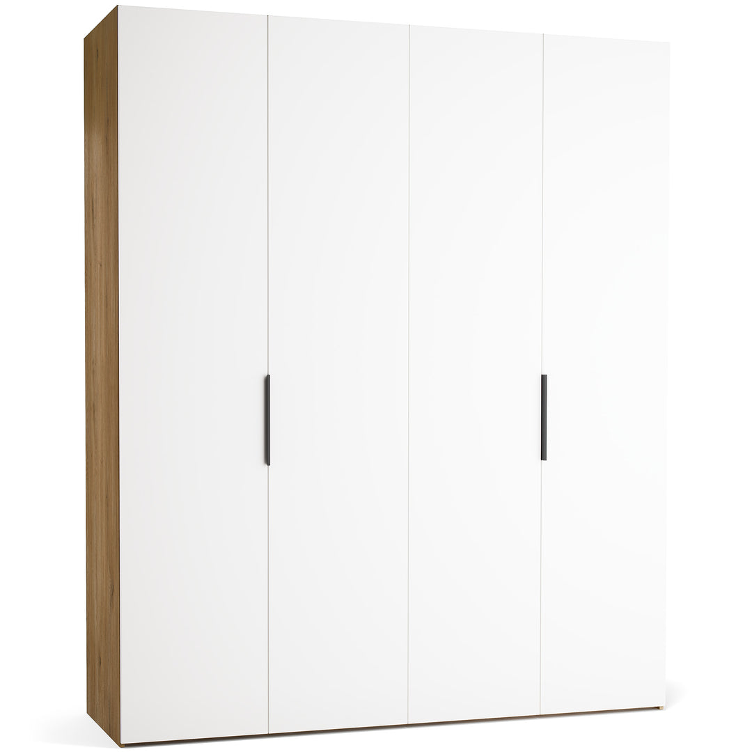 Dulap cu 4 usi albe si carcasa stejar VOX Stor L 200 cm