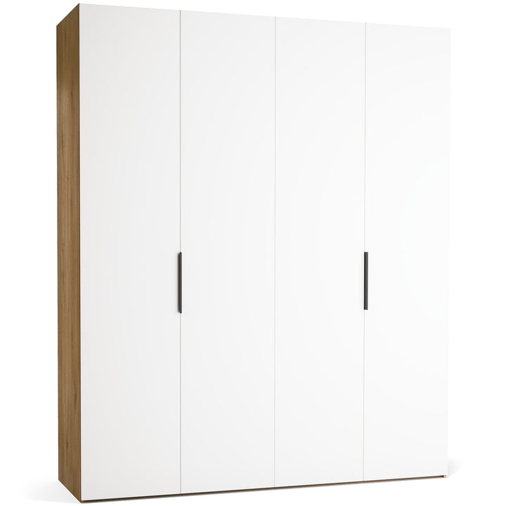 Dulap cu 4 usi albe si carcasa stejar VOX Stor L 200 cm