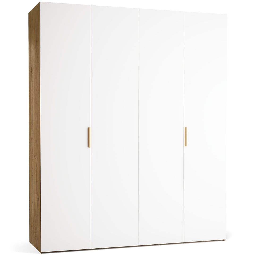 Dulap cu 4 usi albe si carcasa stejar VOX Stor L 200 cm