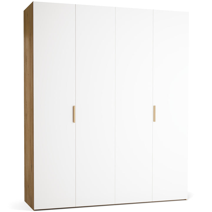 Dulap cu 4 usi albe si carcasa stejar VOX Stor L 200 cm