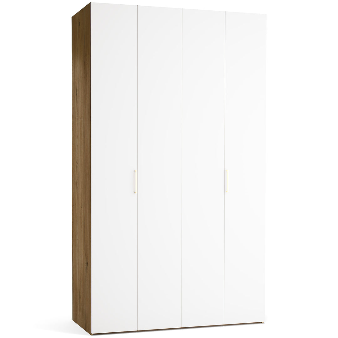 Dulap cu 4 usi albe si carcasa stejar VOX Stor L 140 cm