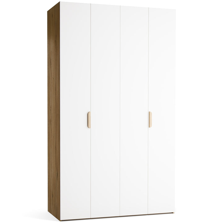 Dulap cu 4 usi albe si carcasa stejar VOX Stor L 140 cm