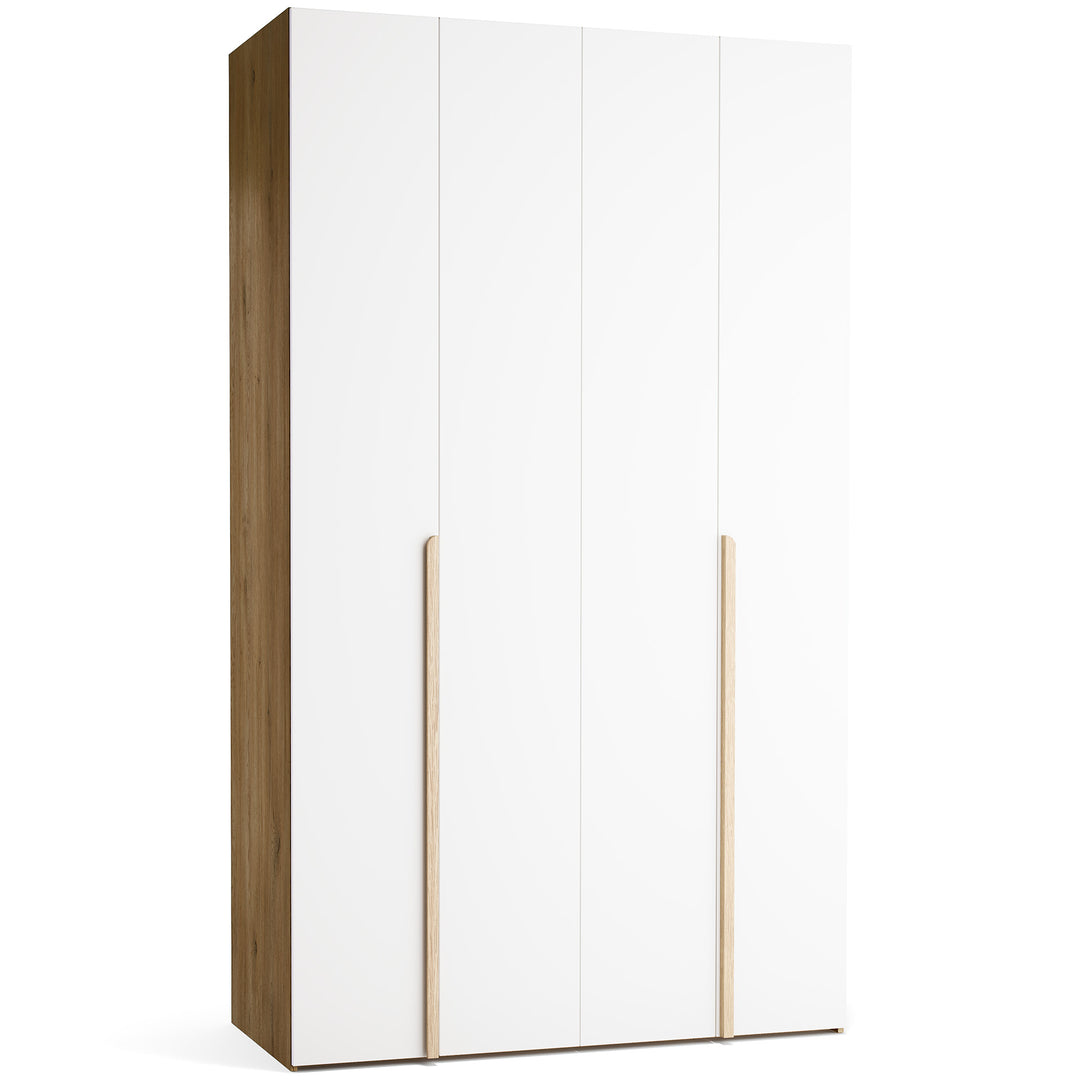 Dulap cu 4 usi albe si carcasa stejar VOX Stor L 140 cm