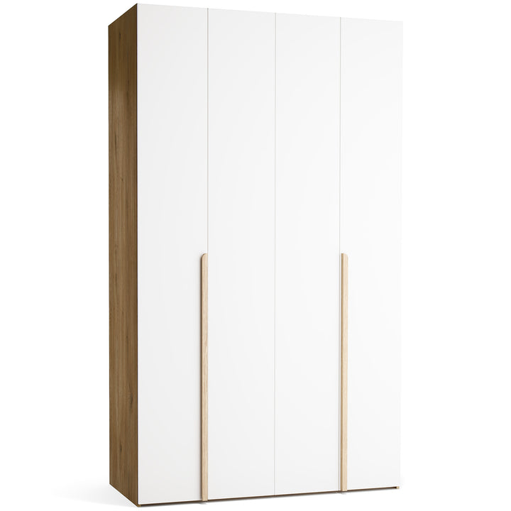 Dulap cu 4 usi albe si carcasa stejar VOX Stor L 140 cm