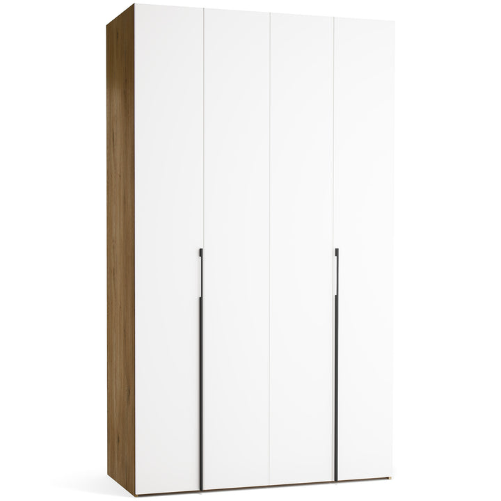 Dulap cu 4 usi albe si carcasa stejar VOX Stor L 140 cm