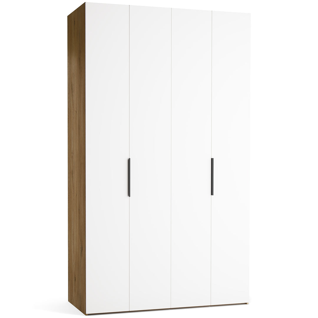 Dulap cu 4 usi albe si carcasa stejar VOX Stor L 140 cm