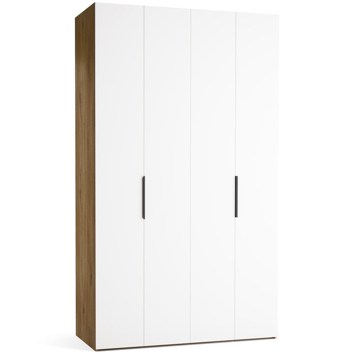 Dulap cu 4 usi albe si carcasa stejar VOX Stor L 140 cm