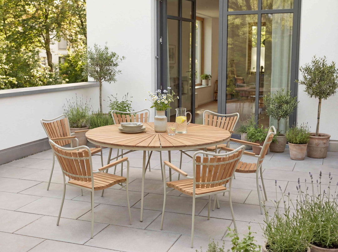 Masa dining Cinas Ellen rotunda 150 cm gri nisip