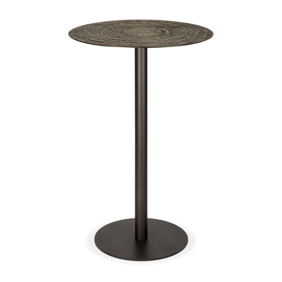 Masă bar Blend Ethnicraft cu blat din compozit mineral Ray Whisky și bază din metal Dark Bronze