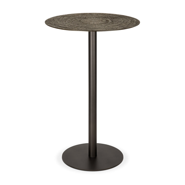 Masă bar Blend Ethnicraft cu blat din compozit mineral Ray Whisky și bază din metal Dark Bronze
