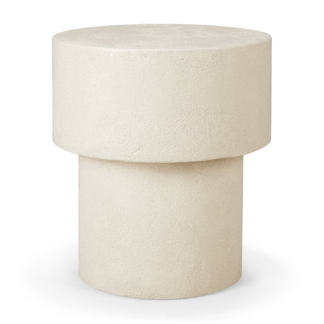 26410 Elements side table stool microcement off white mushroom front cut WEB
