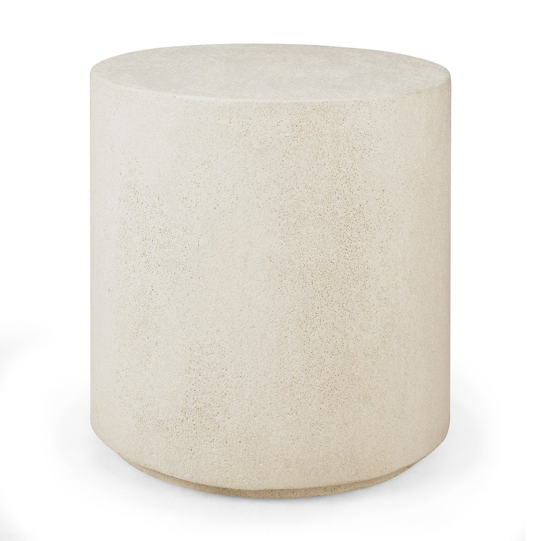 26413 Elements side table Microcement off white round front cut WEB