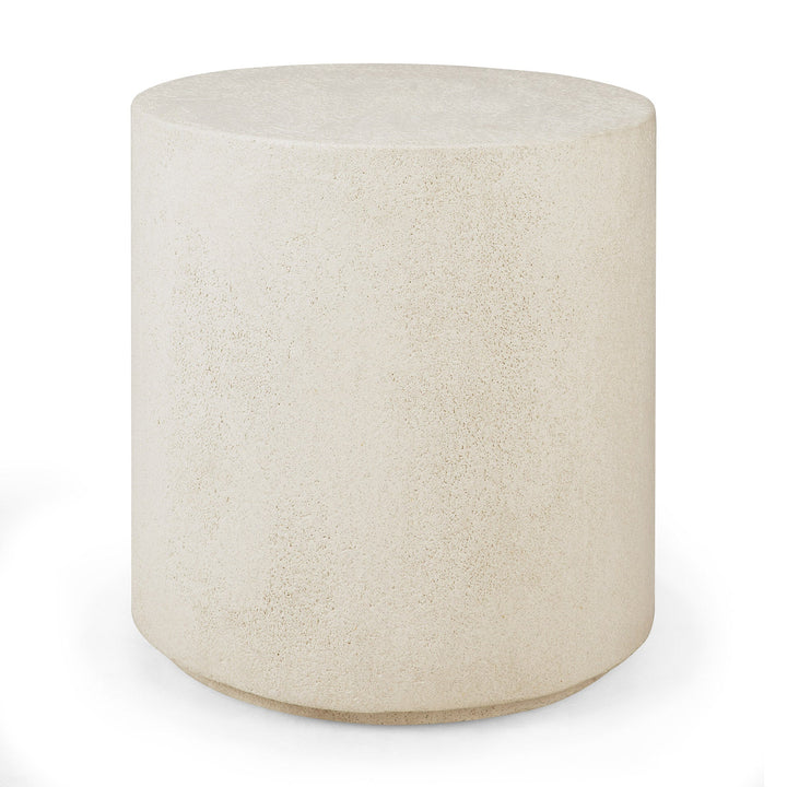 26413 Elements side table Microcement off white round front cut WEB