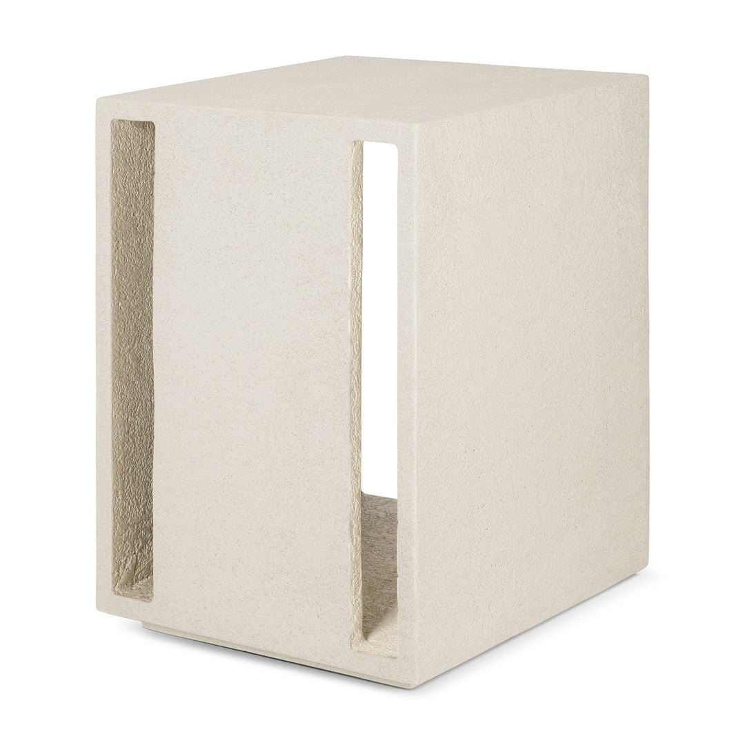 26416 Elements bedside table varnished microcement Off-White back cut web