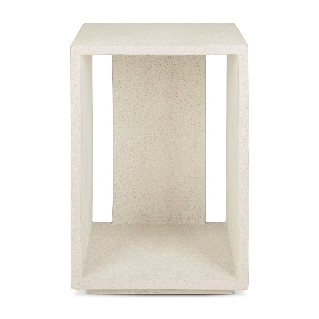 26416 Elements bedside table varnished microcement Off-White front cut web