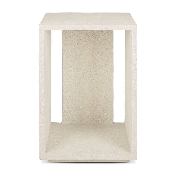 26416 Elements bedside table varnished microcement Off-White front cut web