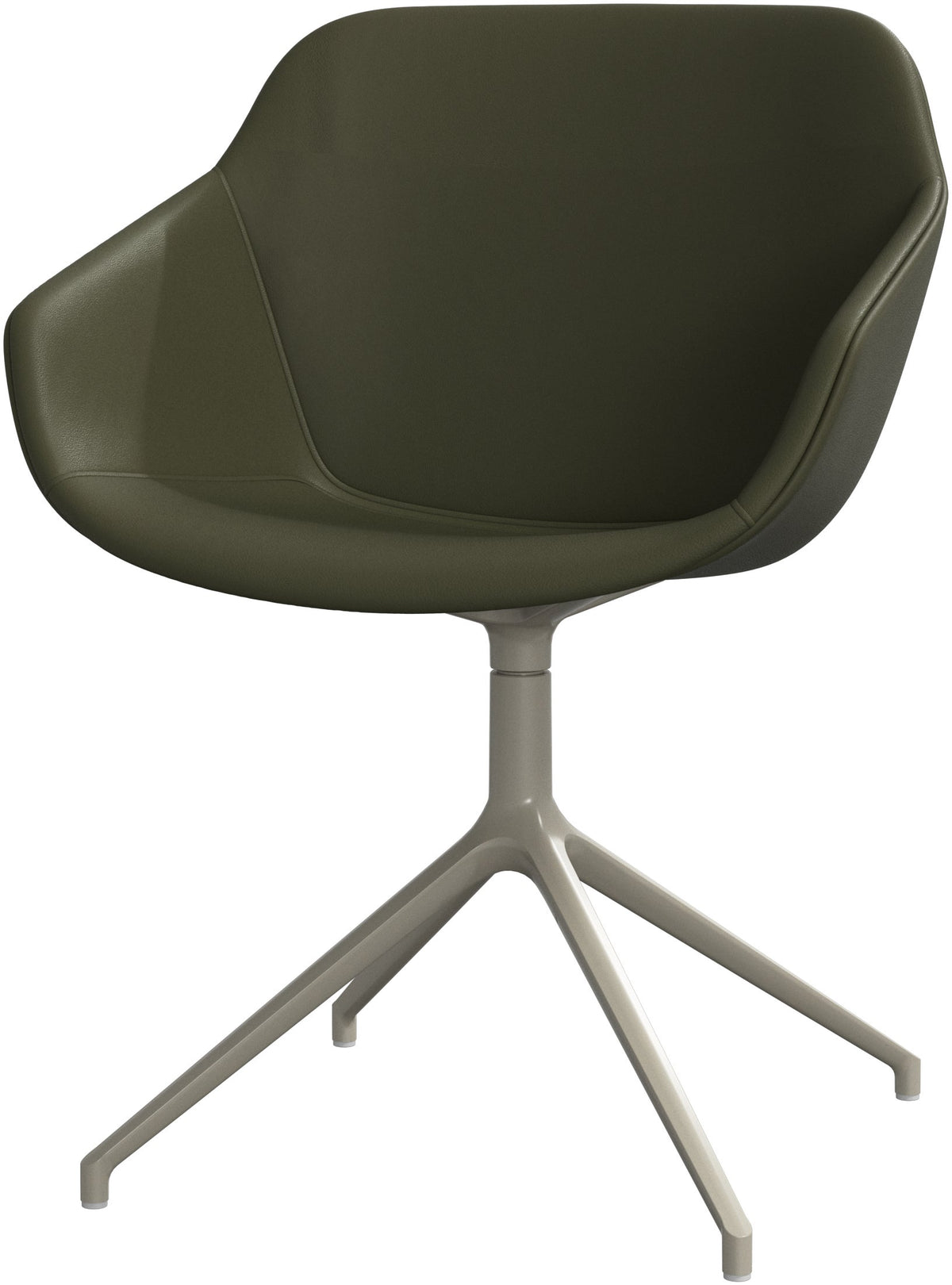 Scaun de dining pivotant BoConcept Vienna, piele verde oliv Nordic Grain — vedere de ansamblu