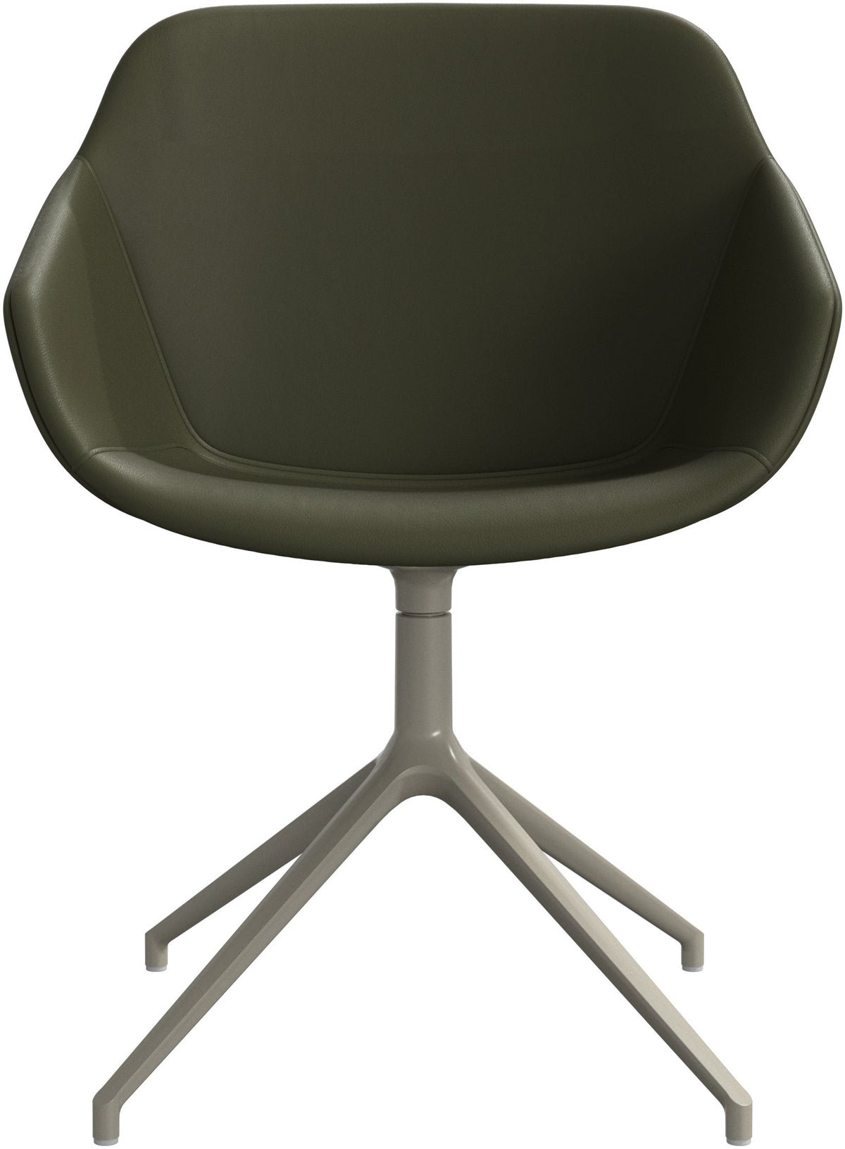 Scaun de dining pivotant BoConcept Vienna, piele verde oliv Nordic Grain — detaliu