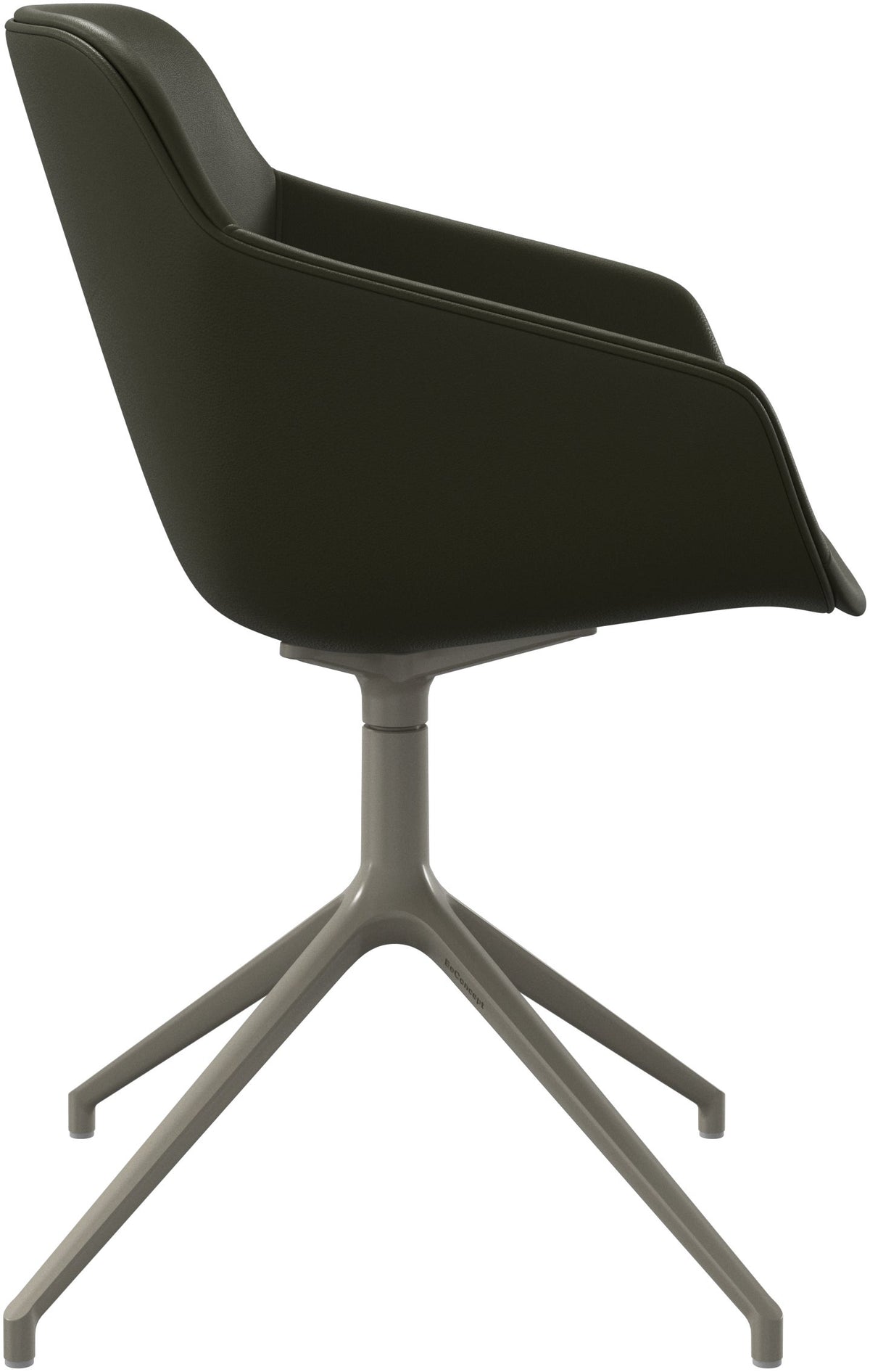 Scaun de dining pivotant BoConcept Vienna, piele verde oliv Nordic Grain — detaliu