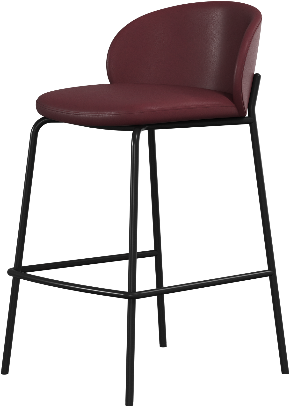 Scaun de bar BoConcept Princeton din piele Nordic Vintage burgundy — vedere de ansamblu
