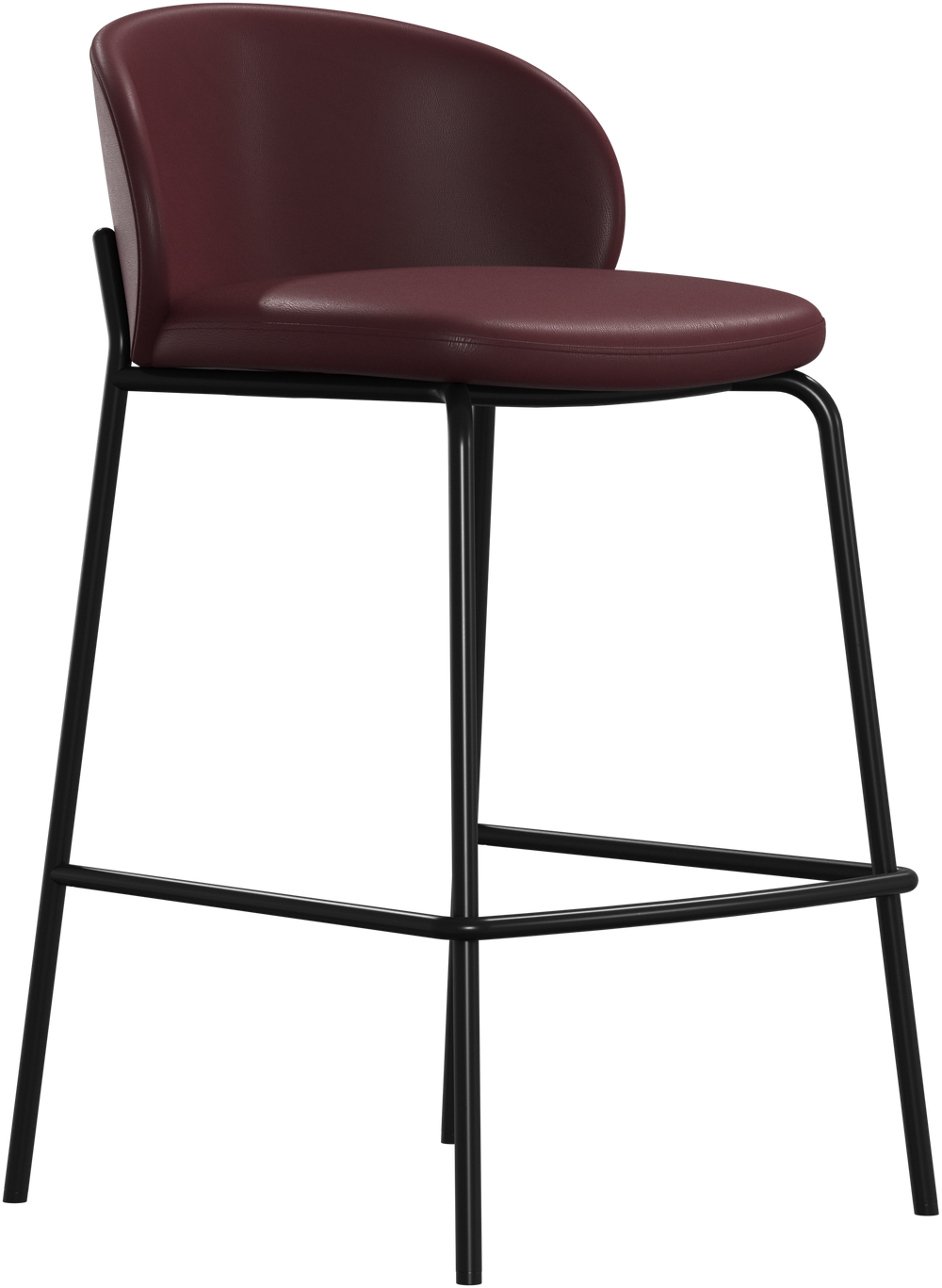 Scaun de bar BoConcept Princeton din piele Nordic Vintage burgundy — detaliu