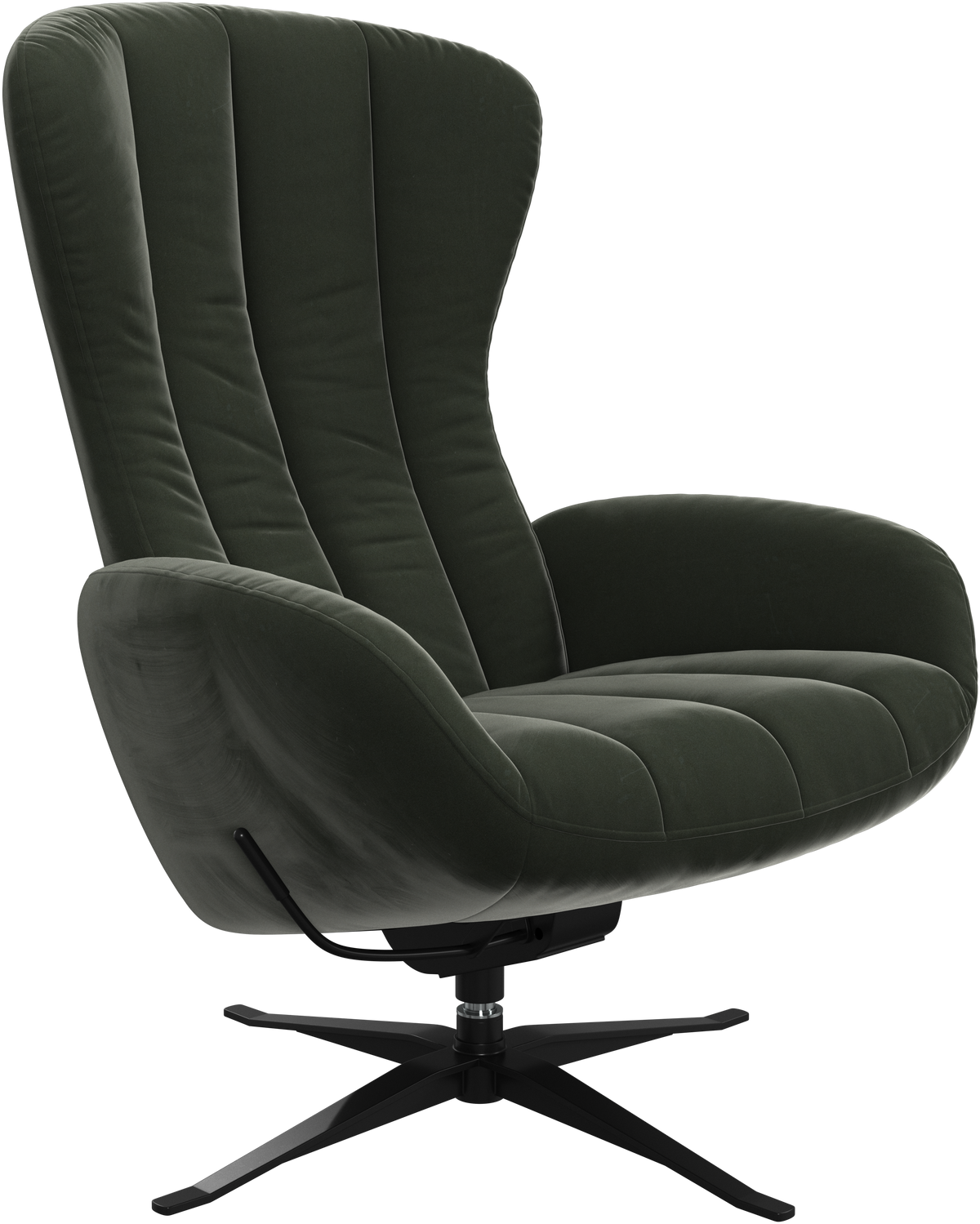 Fotoliu recliner pivotant BoConcept Tilburg, tapițerie verde închis Bologna — detaliu