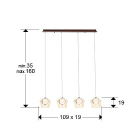 Lustra Schuller Ingrid 4 lumini bar 109 cm bronz cu sticla șampanie