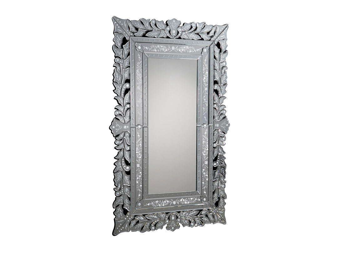 Oglindă Schuller Cleopatra cu plăcuțe de oglindă teșite și sculptate pe MDF negru — 80x122 cm