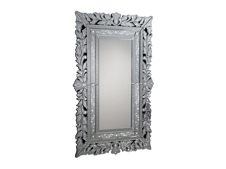 Oglindă Schuller Cleopatra cu plăcuțe de oglindă teșite și sculptate pe MDF negru — 80x122 cm