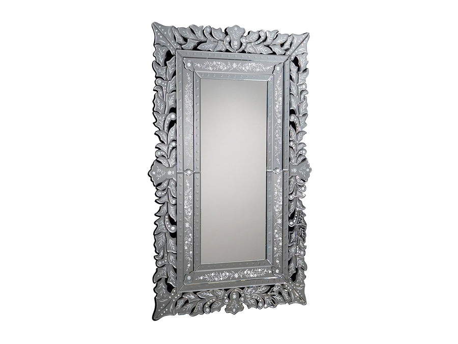 Oglindă Schuller Cleopatra cu plăcuțe de oglindă teșite și sculptate pe MDF negru — 80x122 cm