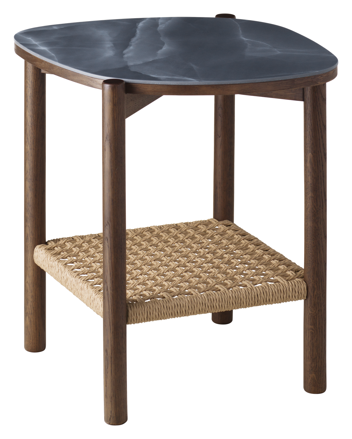 Măsuță laterală BoConcept Catskills, blat ceramic albastru, stejar masiv — detaliu