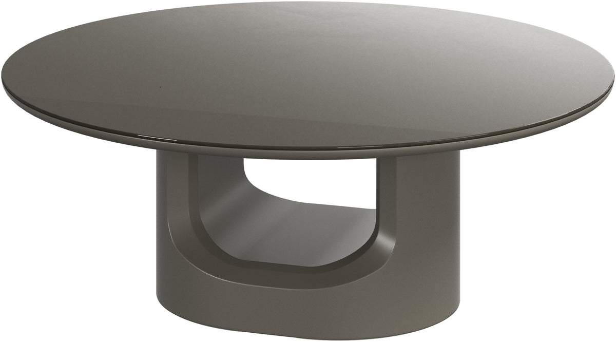 Masă de cafea BoConcept Volterra, blat din sticlă warm grey — detaliu