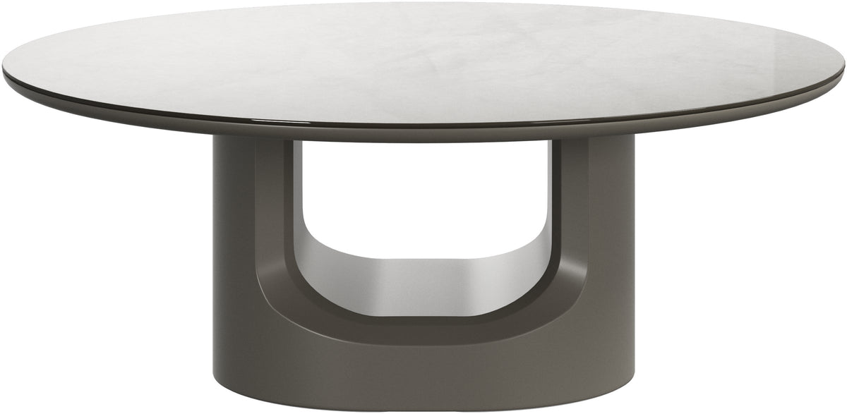 Masă de cafea BoConcept Volterra, blat din sticlă warm grey — detaliu