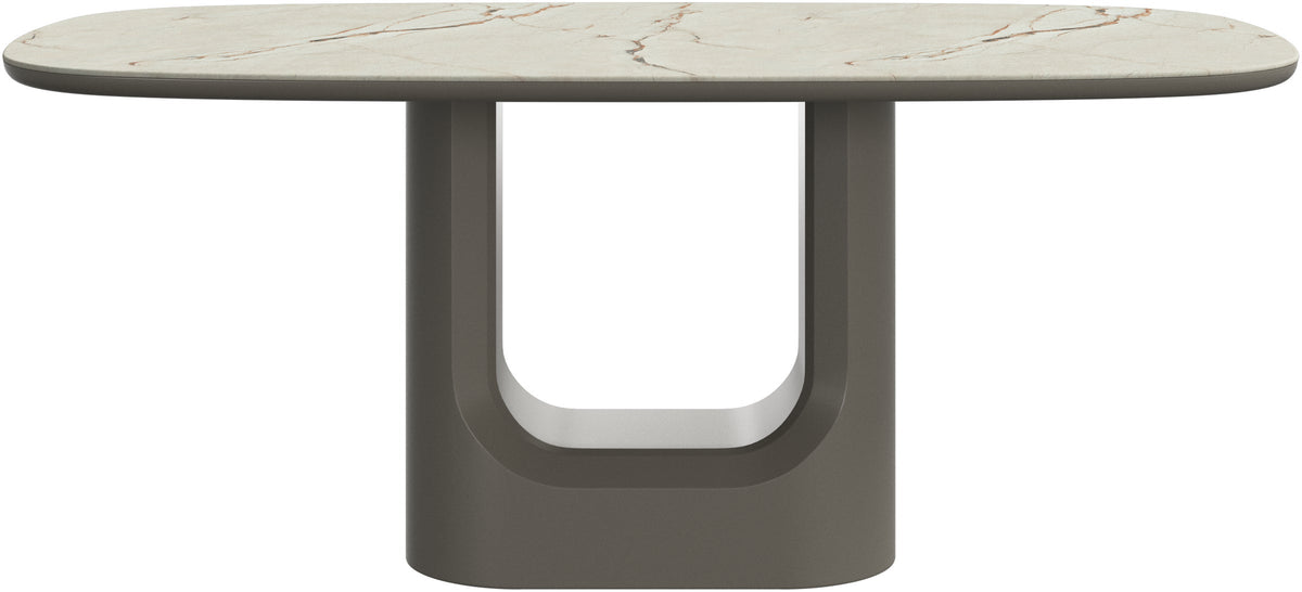 Masă de dining BoConcept Volterra 180 x 99 cm, blat din ceramică bej — vedere de ansamblu