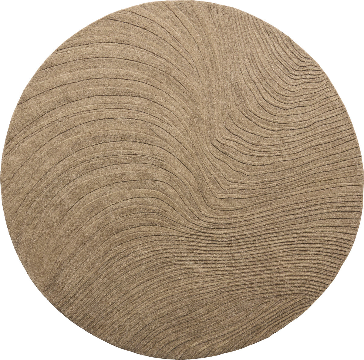 Covor rotund BoConcept Furrow Ø150 cm bej — vedere de ansamblu