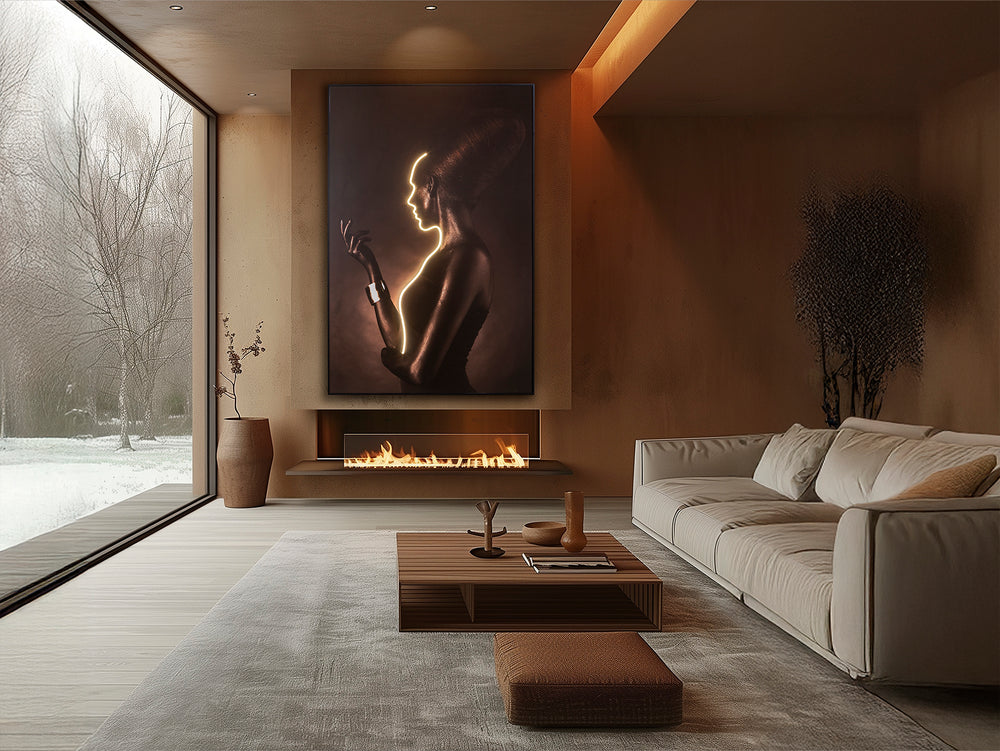 Tablou luminos LED Schuller Silueta cu silueta unei femei și bandă LED — 120x180 cm