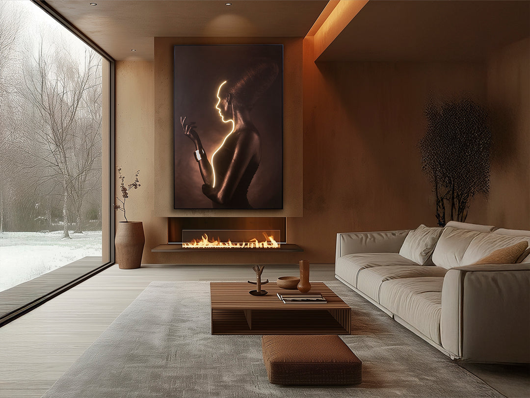 Tablou luminos LED Schuller Silueta cu silueta unei femei și bandă LED — 120x180 cm