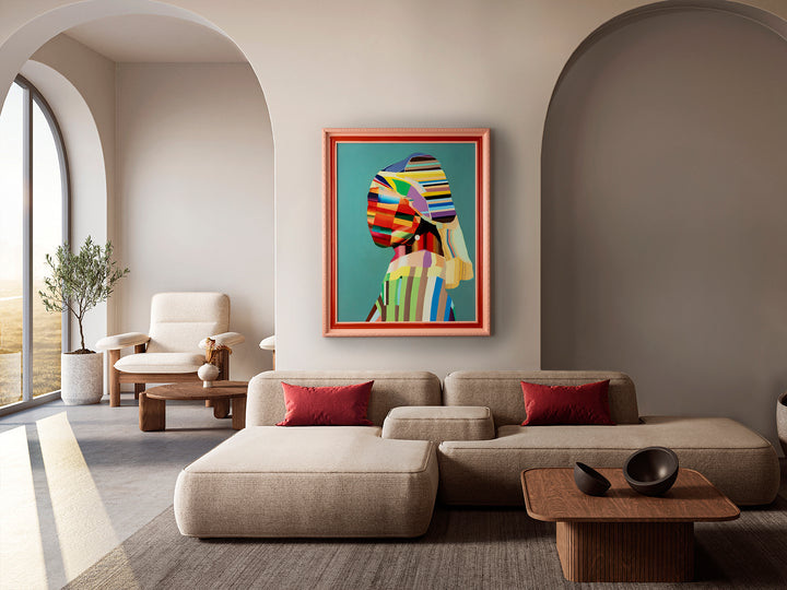 Tablou Schuller Joven con perla POP, reinterpretare pop a fetei cu cercel de perlă — 84x104 cm