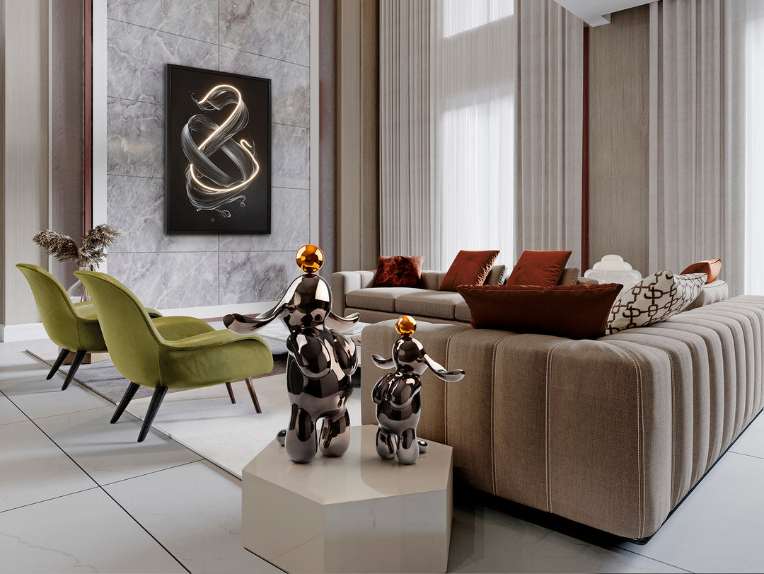 Sculptura Schuller Conejo iepure mediu gri-portocaliu 52 cm
