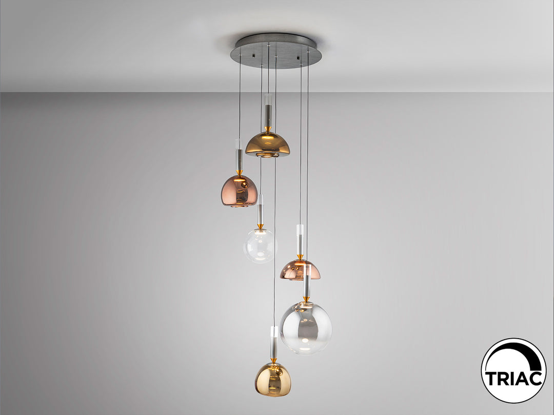 Lustra Schuller Charlize Colours 6 lumini cascadă 175 cm gri 4 tonuri