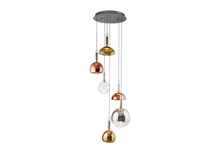 Lustra Schuller Charlize Colours 6 lumini cascadă 175 cm gri 4 tonuri