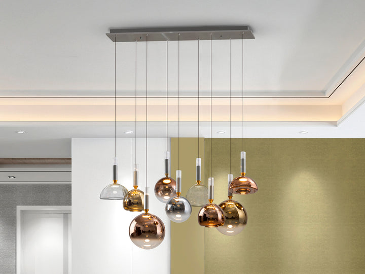 Lustra Schuller Charlize Colours 9 lumini bar 100 cm gri 4 tonuri dimmable