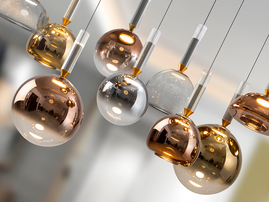 Lustra Schuller Charlize Colours 9 lumini bar 100 cm gri 4 tonuri dimmable