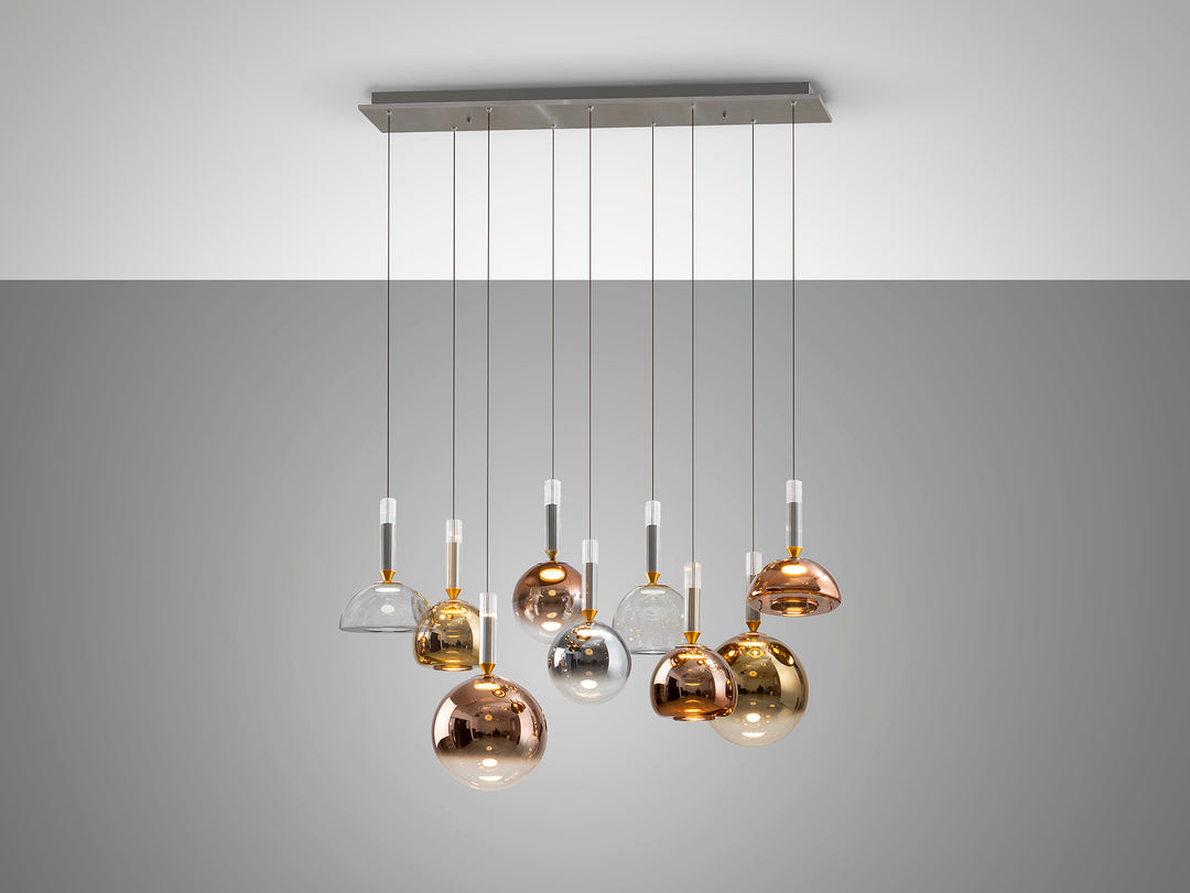 Lustra Schuller Charlize Colours 9 lumini bar 100 cm gri 4 tonuri dimmable