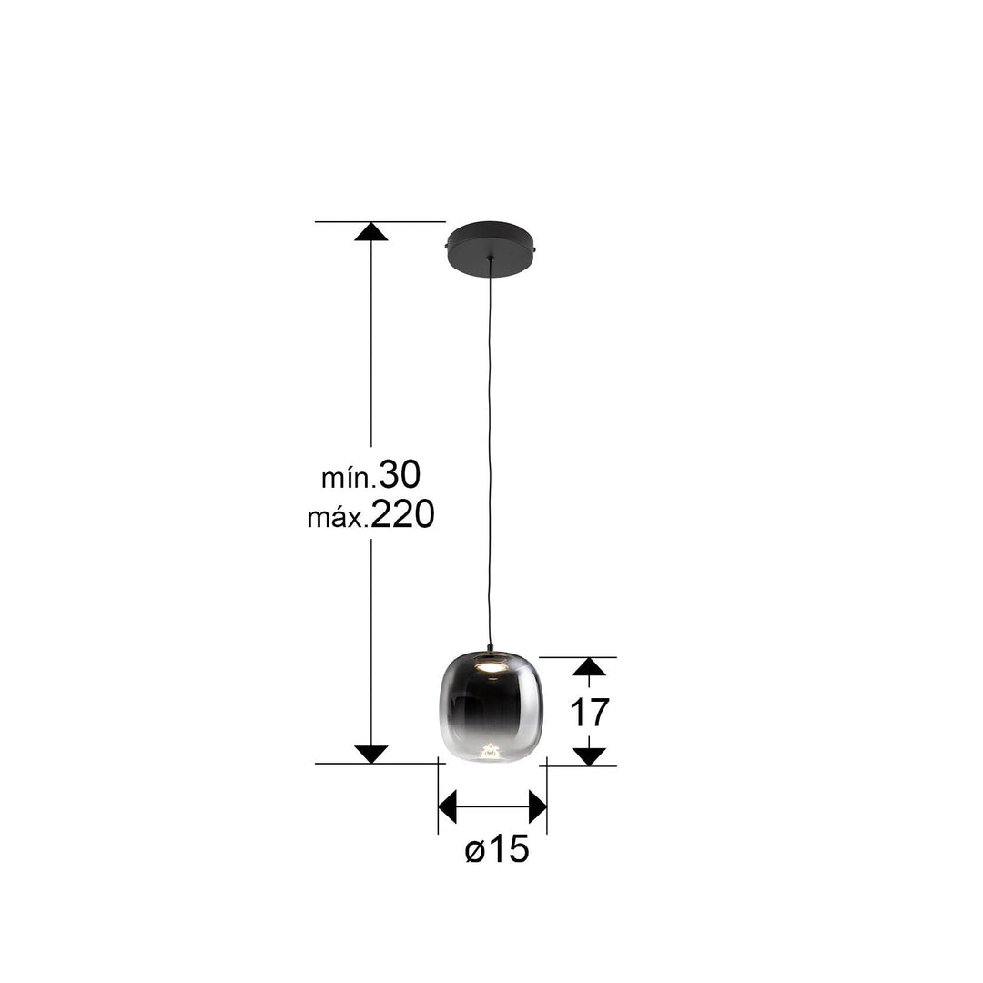 Lustra Schuller Onice 1 lumina negru-fumuriu LED